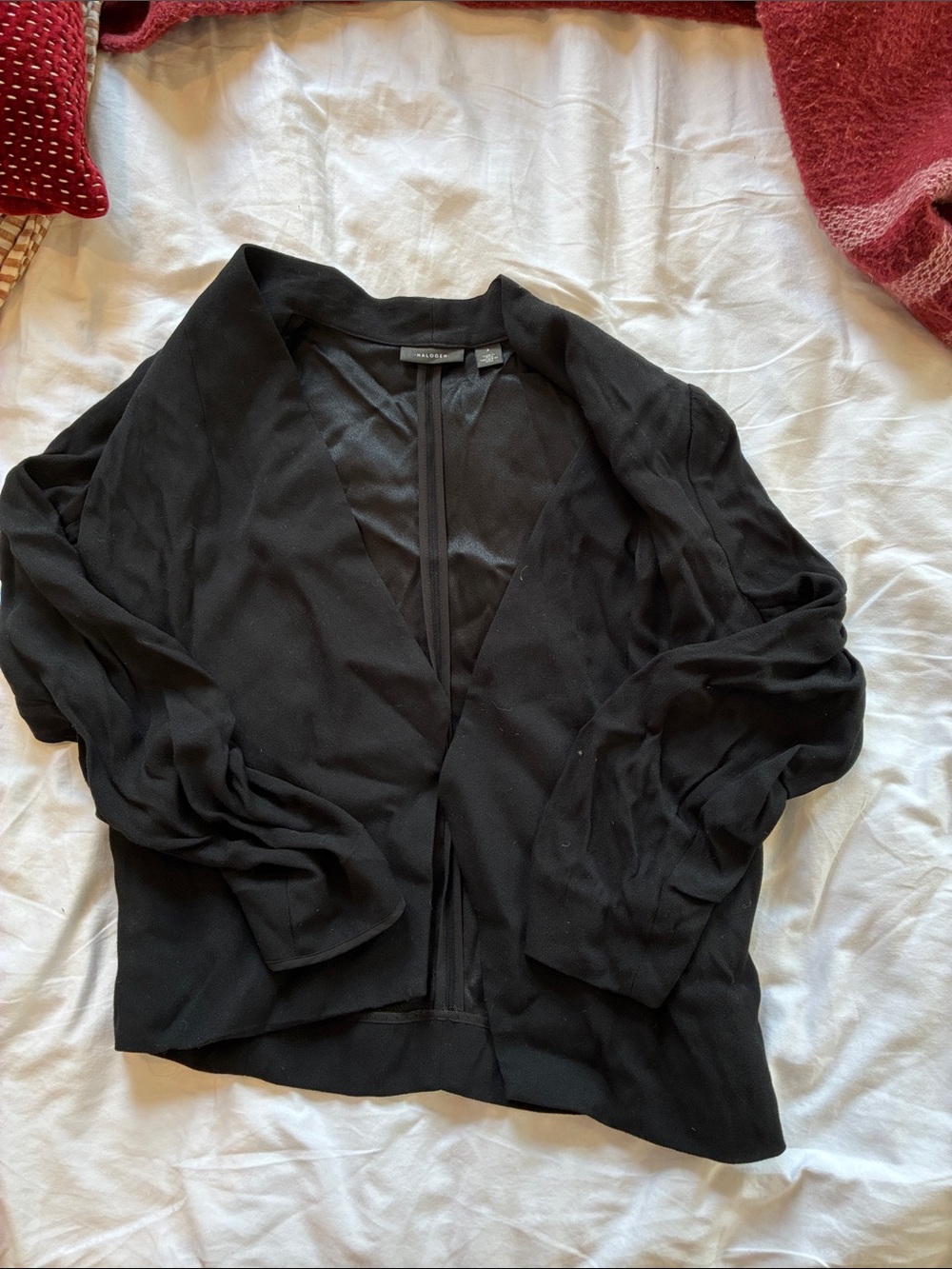 Small Halogen Black Draped Open-Front Blazer